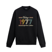 Retro tipografili 1977 Klasik Vintage Colermi siyah sweatshirt