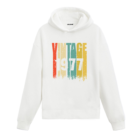 1977 doğum yılına özel retro tasarımlı Vintage Era hoodie