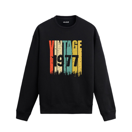 Colermi 1977 Vintage Era baskılı sweatshirt, retro stil, premium pamuk kumaş.