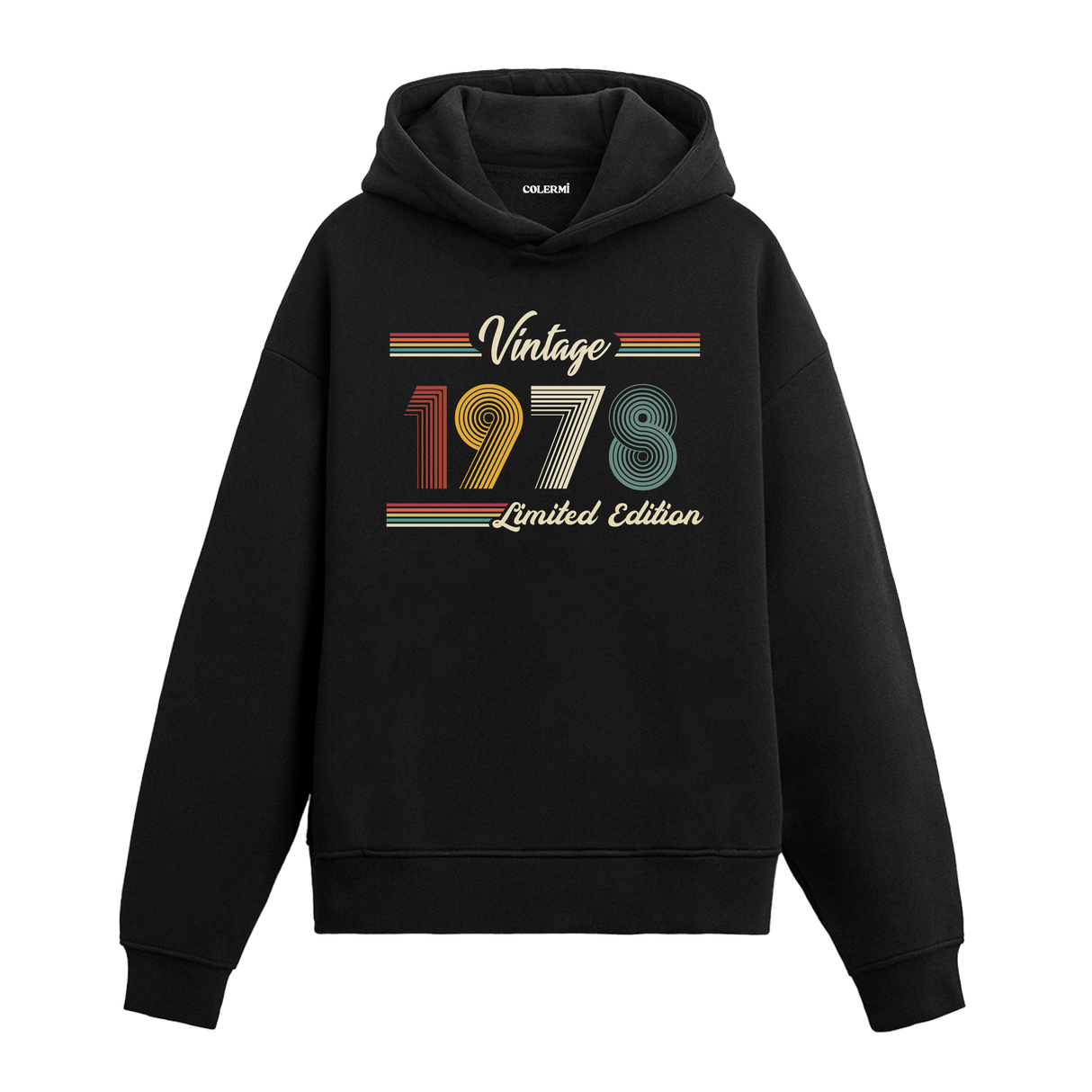 1978 doğumlu kişiler için tasarlanmış siyah klasik vintage hoodie