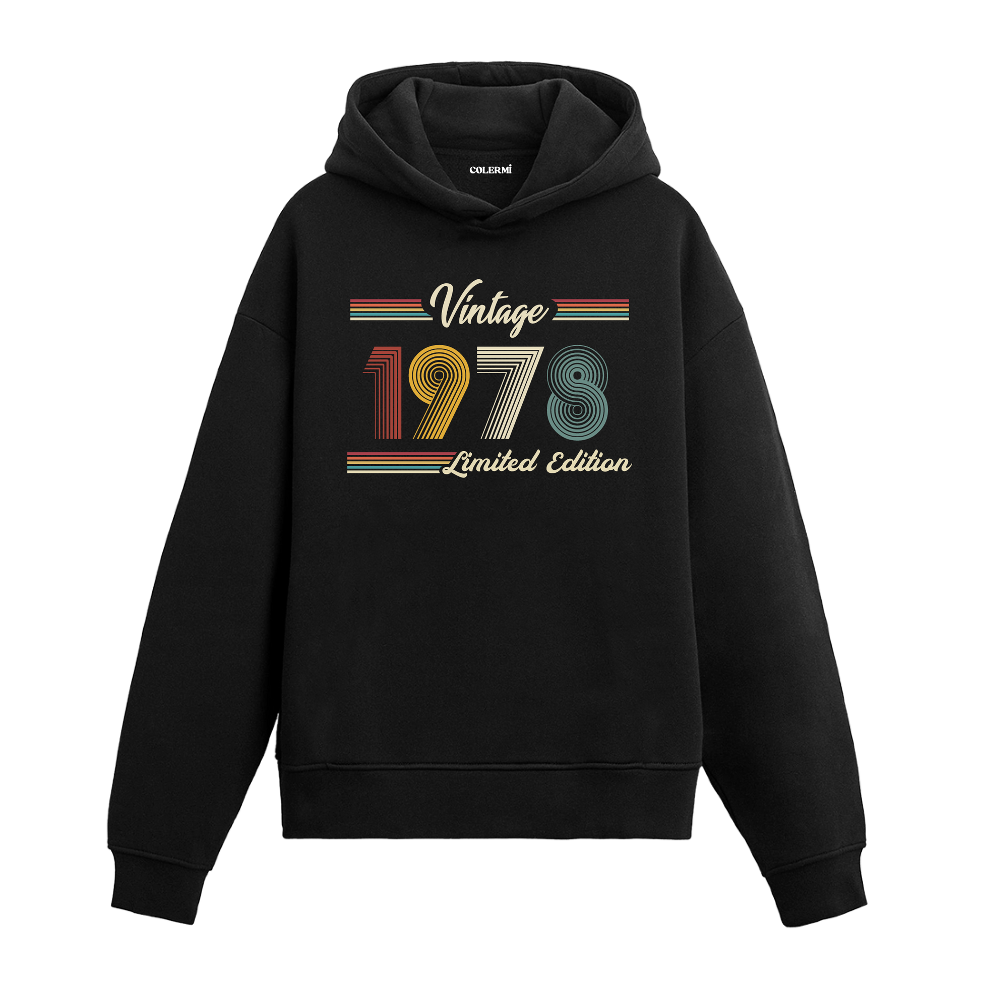 1978 doğumlu kişiler için tasarlanmış siyah klasik vintage hoodie
