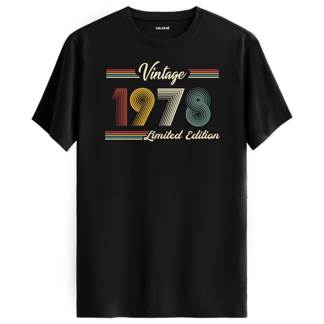 1978 yazılı klasik vintage retro tasarımlı siyah tişört
