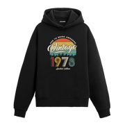 1978 Vintage Hoodie, retro yıl baskılı siyah pamuklu nostalji hoodie.