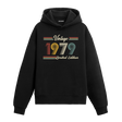 1979 doğum yılına özel tasarlanmış siyah klasik vintage hoodie