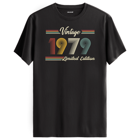 1979 yazılı klasik vintage retro tasarımlı antrasit tişört