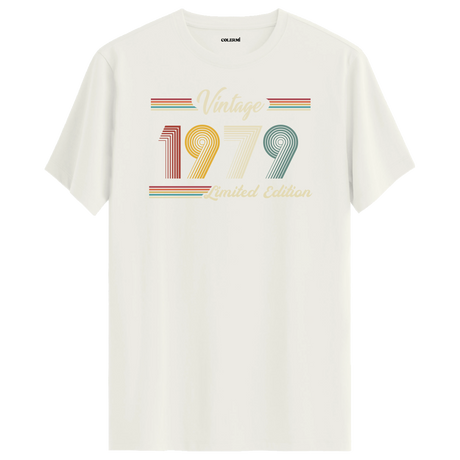 1979 yazılı klasik vintage retro tasarımlı ekru tişört