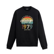 1979 yılı baskılı siyah retro vintage sweatshirt