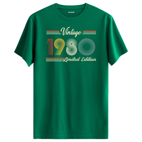 1980 yazılı klasik vintage retro tasarımlı yesil tişört