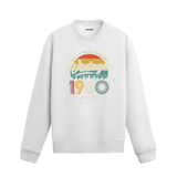 1980 yılı baskılı beyaz retro vintage sweatshirt
