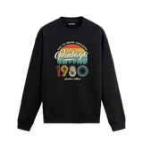 1980 yılı baskılı siyah retro vintage sweatshirt