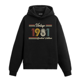 1981 doğumlu kişiler için tasarlanmış siyah klasik vintage hoodie