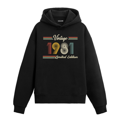 1981 doğumlu kişiler için tasarlanmış siyah klasik vintage hoodie