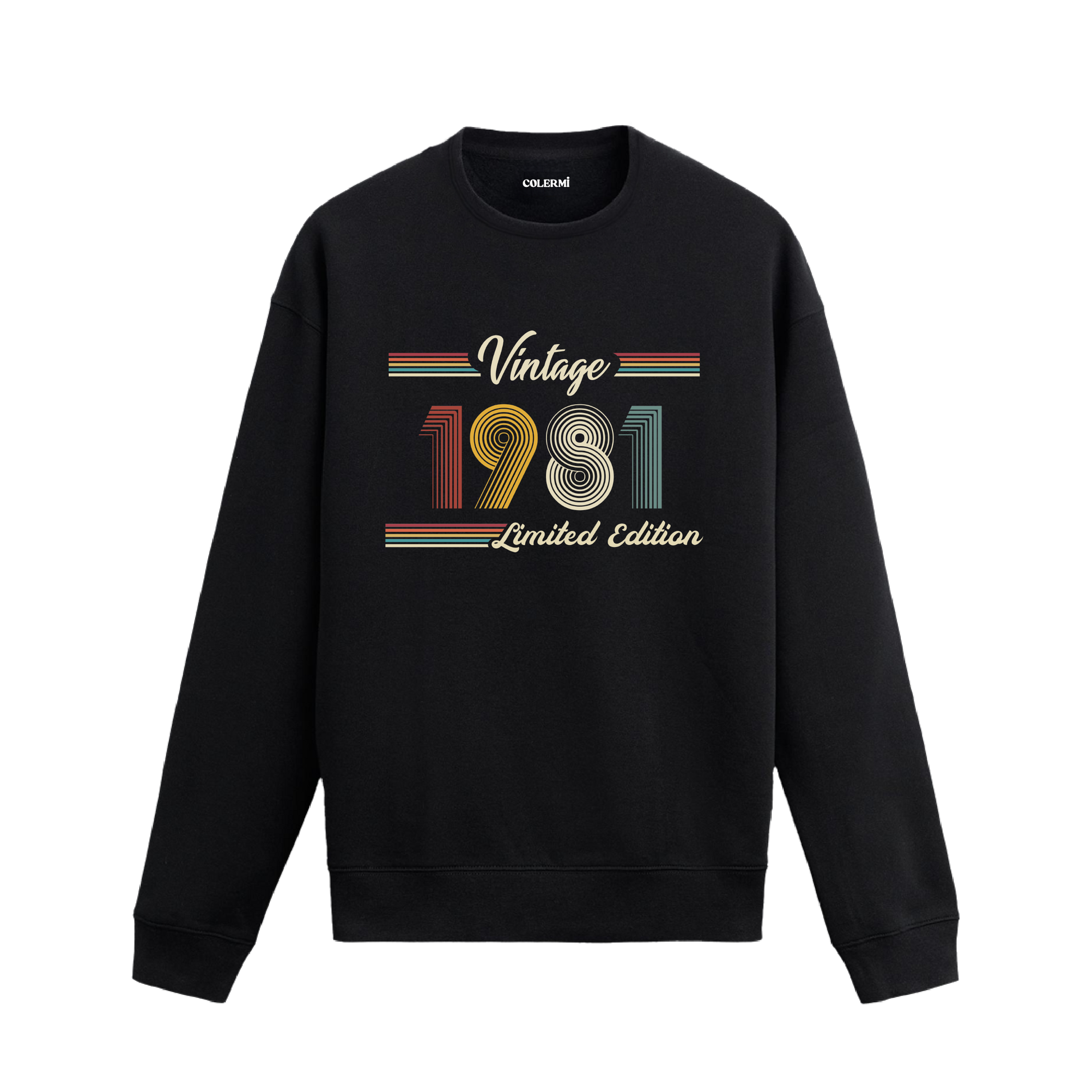 Retro tipografili 1981 Klasik Vintage Colermi sweatshirt