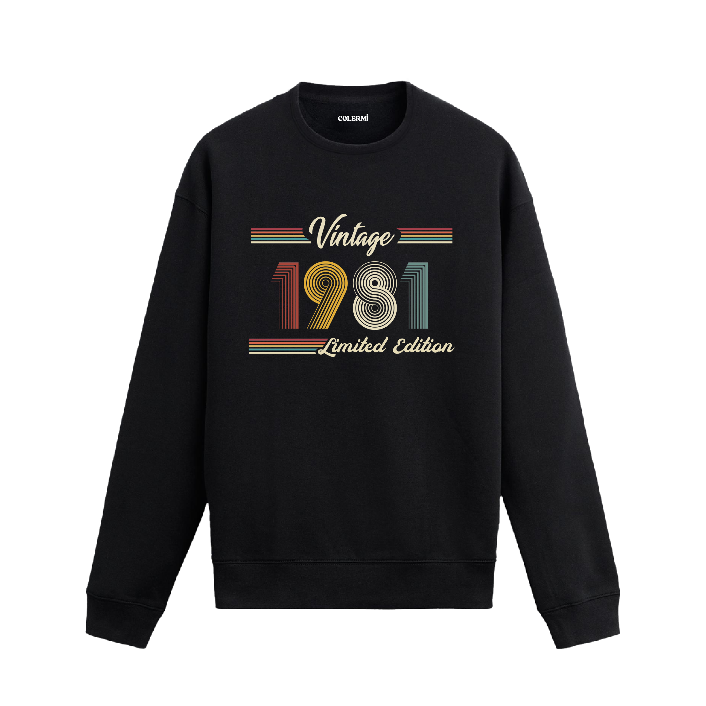Retro tipografili 1981 Klasik Vintage Colermi sweatshirt