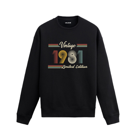 Retro tipografili 1981 Klasik Vintage Colermi sweatshirt