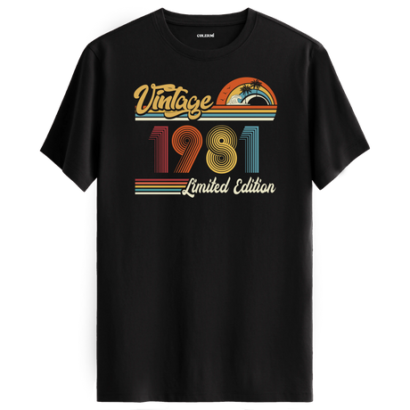 1981 Vintage siyah tişört, retro baskısıyla nostaljik bir doğum günü hediyesi seçeneği sunar.