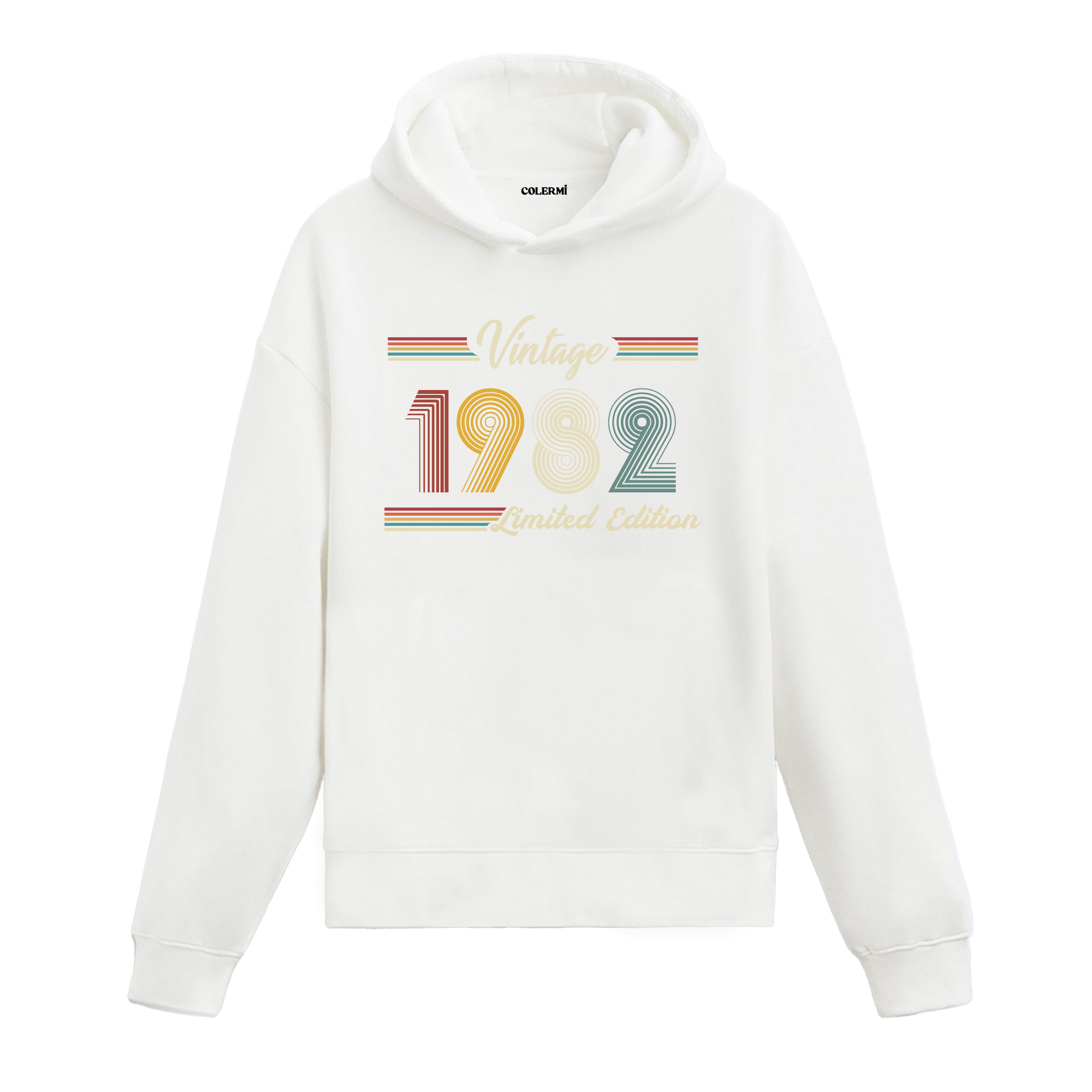 1982 doğumlu kişiler için tasarlanmış beyaz klasik vintage hoodie