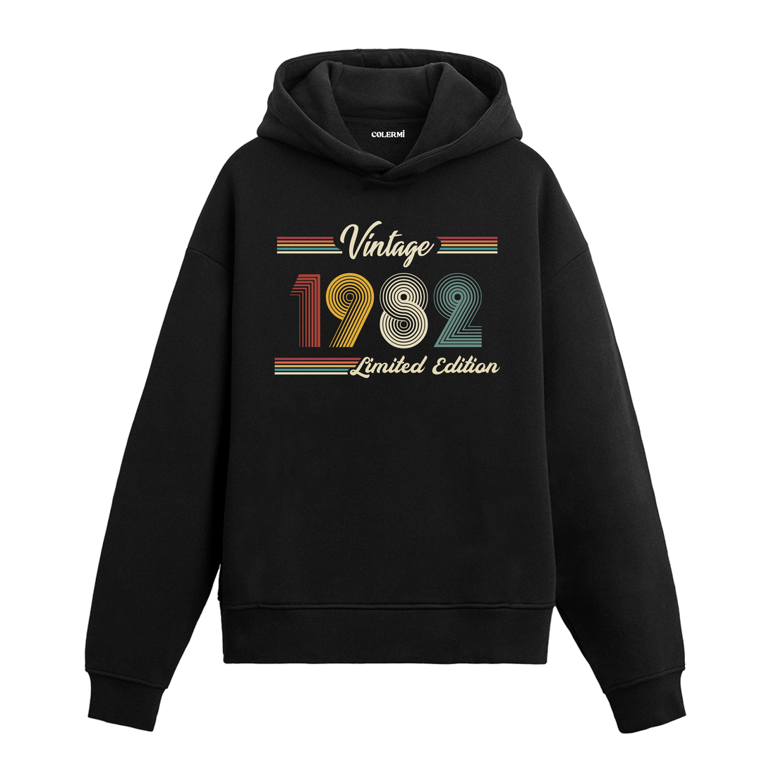 1982 doğumlu kişiler için tasarlanmış siyah klasik vintage hoodie