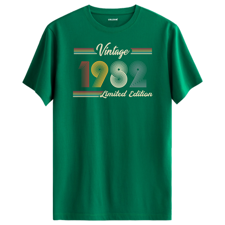 1982 yazılı klasik vintage retro tasarımlı yesil tişört