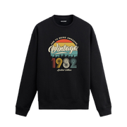 1982 yılı baskılı siyah retro vintage sweatshirt