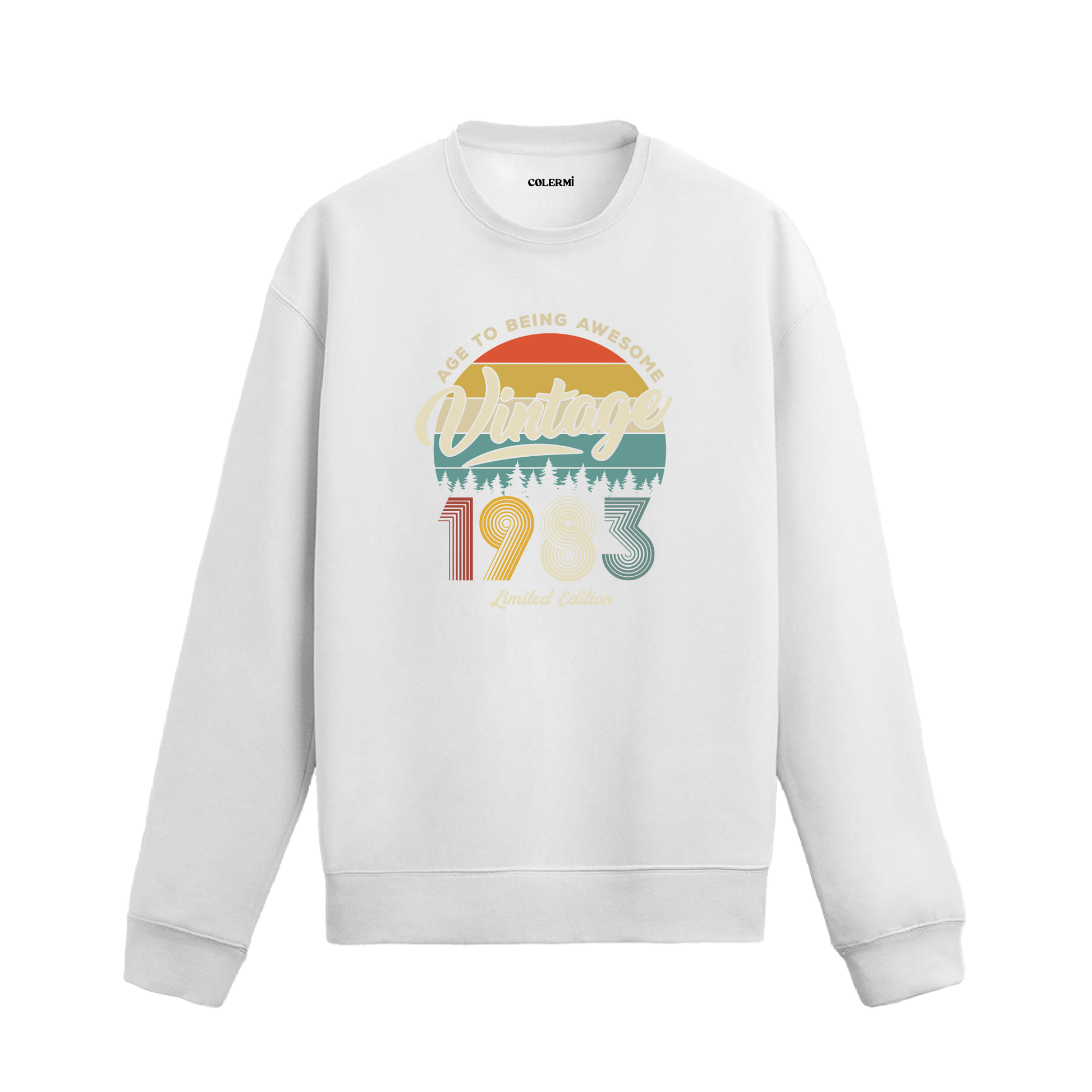 1983 yılı baskılı siyah retro vintage sweatshirt
