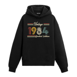 1984 doğumlu kişiler için tasarlanmış siyah klasik vintage hoodie