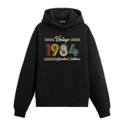 1984 doğumlu kişiler için tasarlanmış siyah klasik vintage hoodie