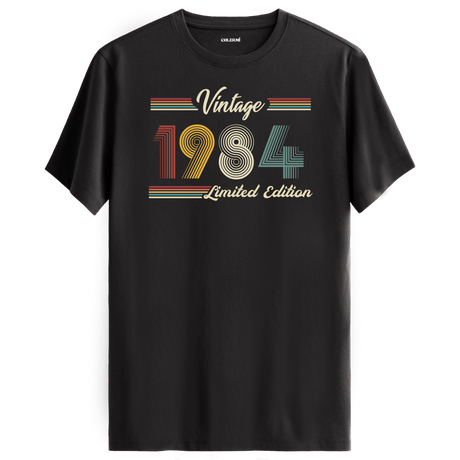 1984 yazılı klasik vintage retro tasarımlı antrasit tişört