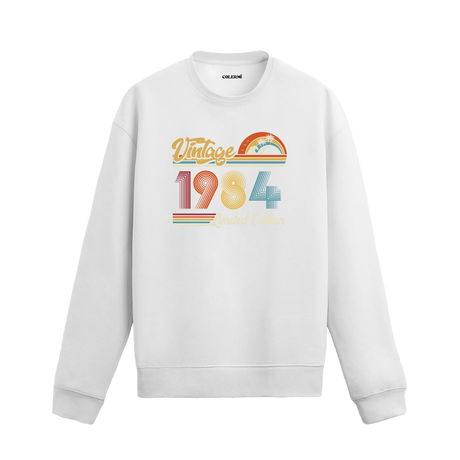1984 Vintage sweatshirt, retro baskılı beyaz sweatshirt