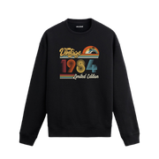 1984 Vintage sweatshirt, retro baskılı siyah sweatshirt