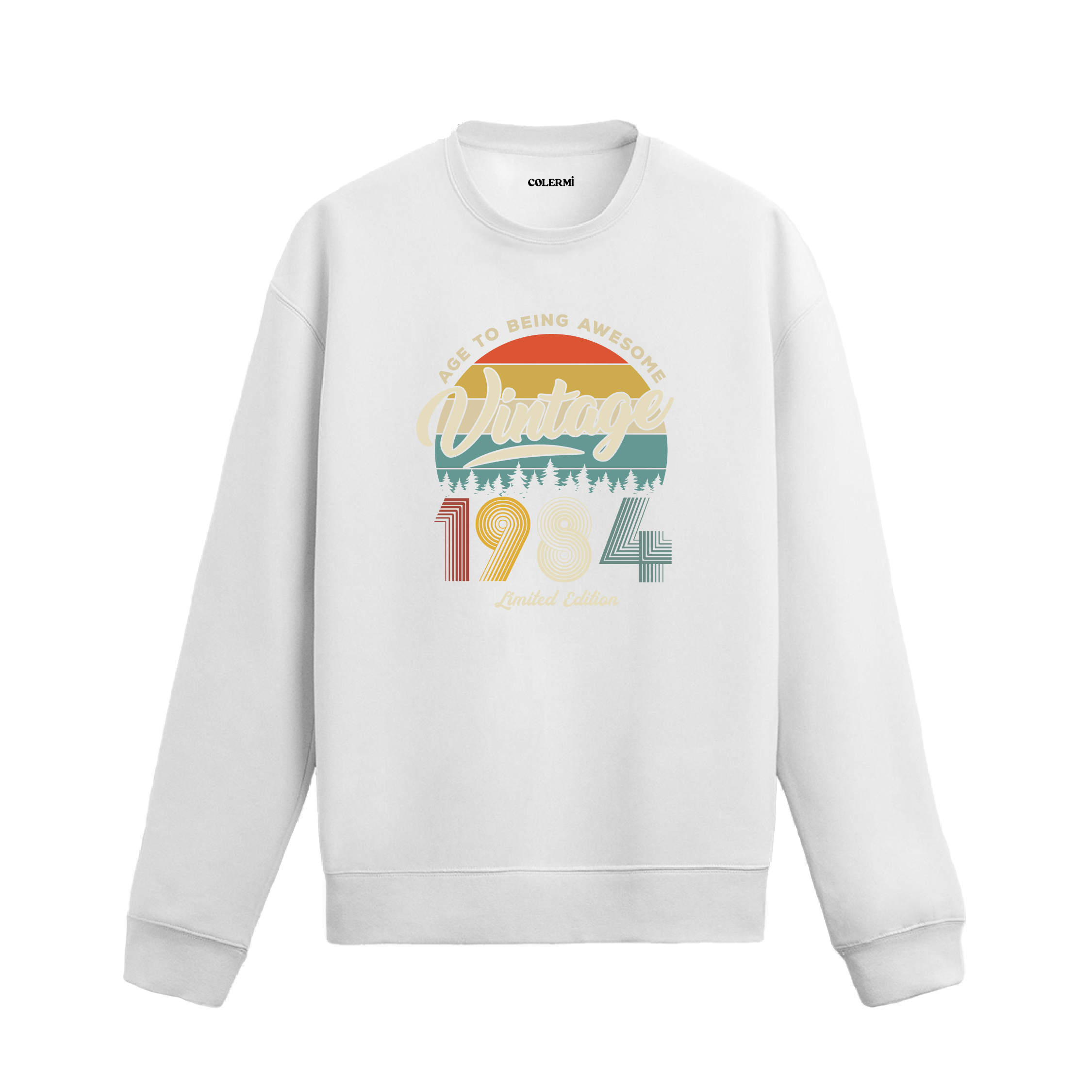 1984 yılı baskılı siyah retro vintage sweatshirt