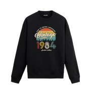 1984 yılı baskılı siyah retro vintage sweatshirt