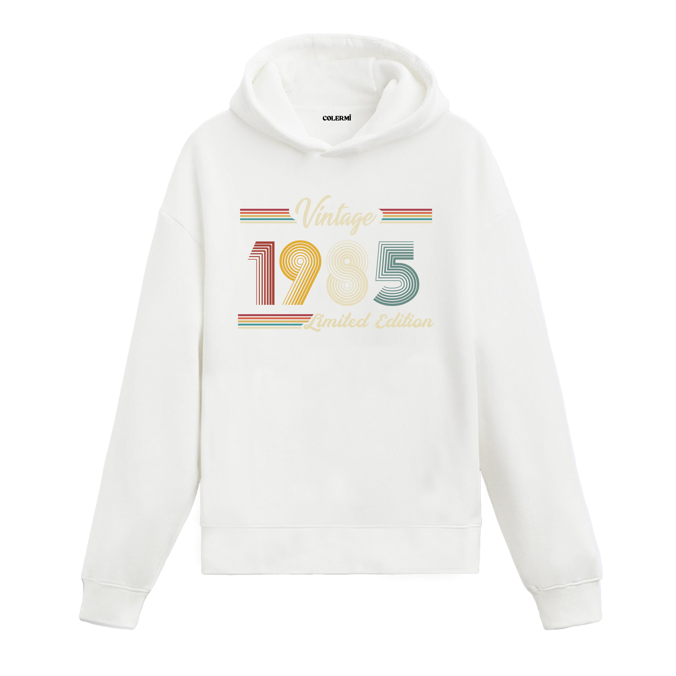 1985 doğumlu kişiler için tasarlanmış beyaz klasik vintage hoodie