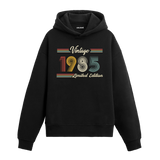 1985 doğumlu kişiler için tasarlanmış siyah klasik vintage hoodie