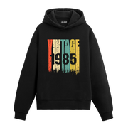 1985 doğumlu kişiler için retro tasarımlı siyah Vintage Era hoodie