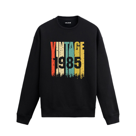 Colermi 1985 Vintage Era baskılı sweatshirt, retro tasarım, premium pamuk kumaş.