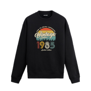 1985 yılı baskılı siyah retro vintage sweatshirt