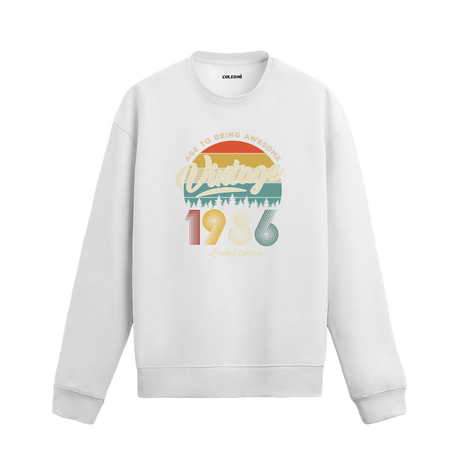 1986 yılı baskılı siyah retro vintage sweatshirt