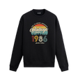 1986 yılı baskılı siyah retro vintage sweatshirt