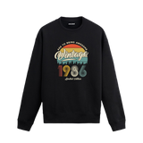 1986 yılı baskılı siyah retro vintage sweatshirt