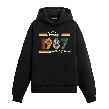 1987 doğumlu kişiler için tasarlanmış siyah klasik vintage hoodie