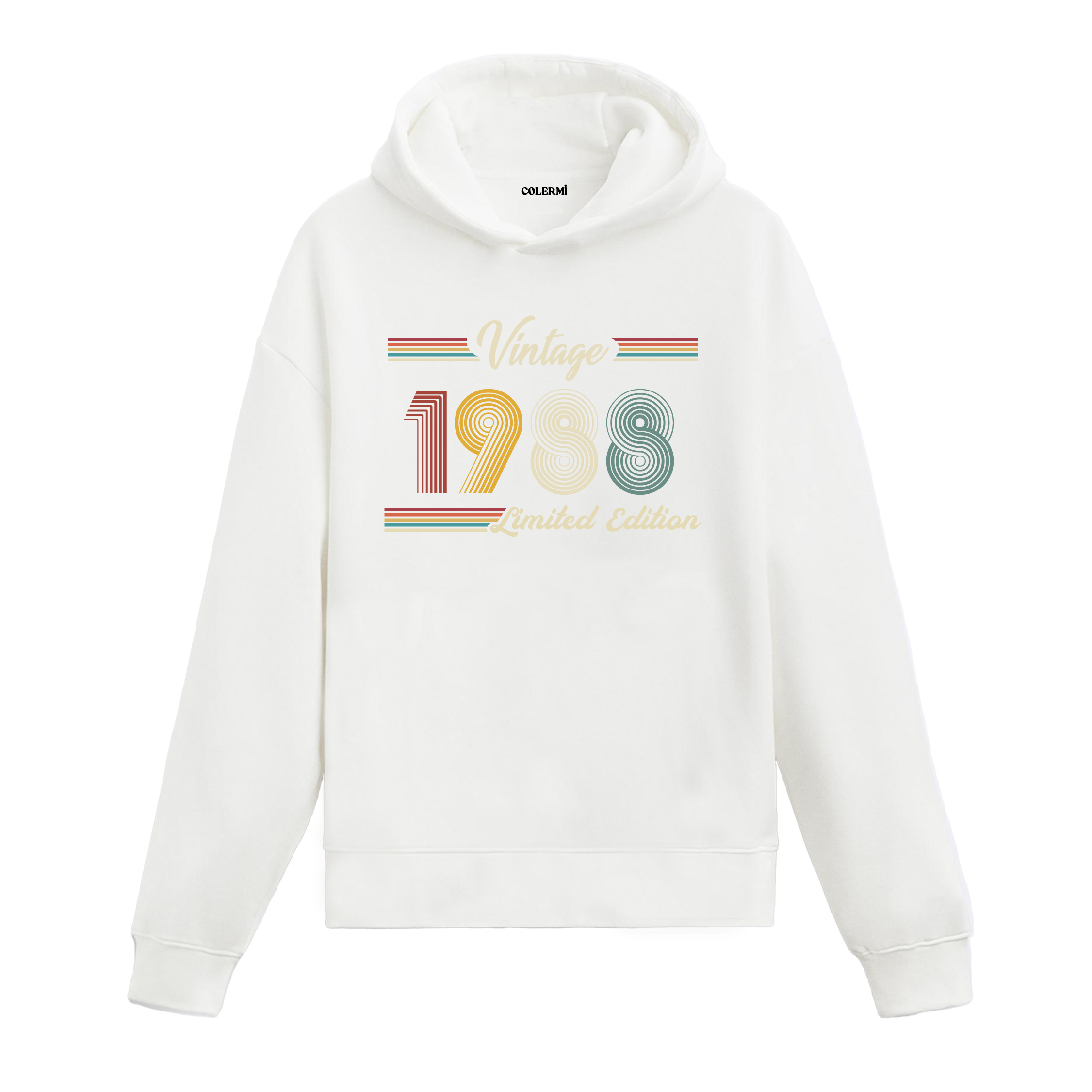 1988 doğumlu kişiler için tasarlanmış beyaz klasik vintage hoodie
