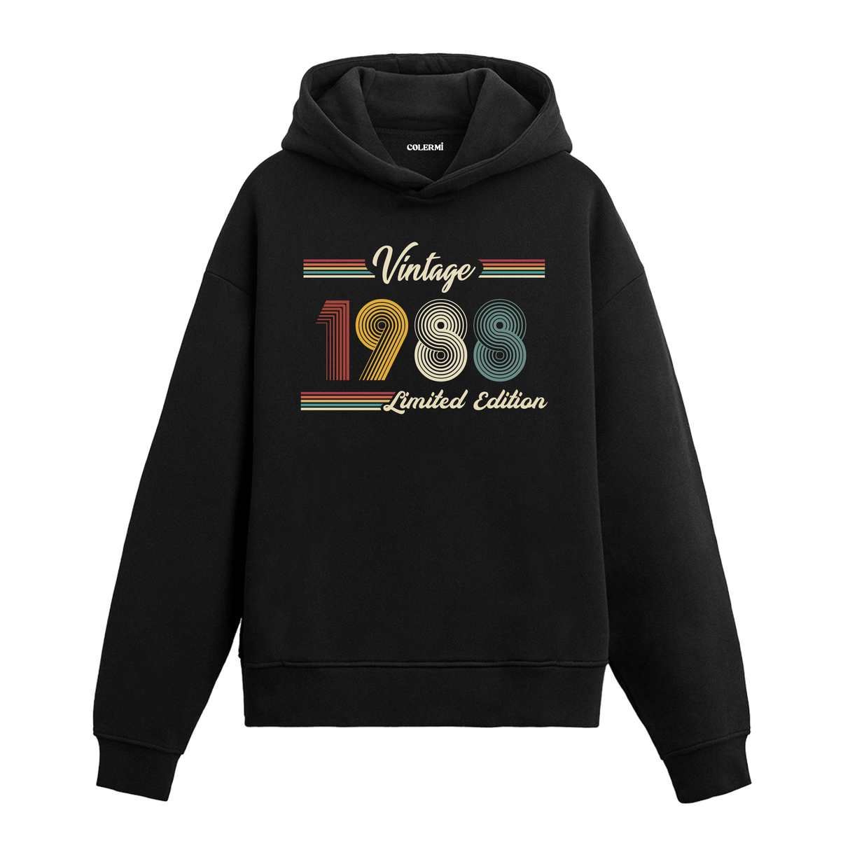 1988 doğumlu kişiler için tasarlanmış siyah klasik vintage hoodie