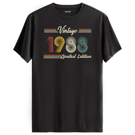 1988 yazılı klasik vintage retro tasarımlı antrasit tişört
