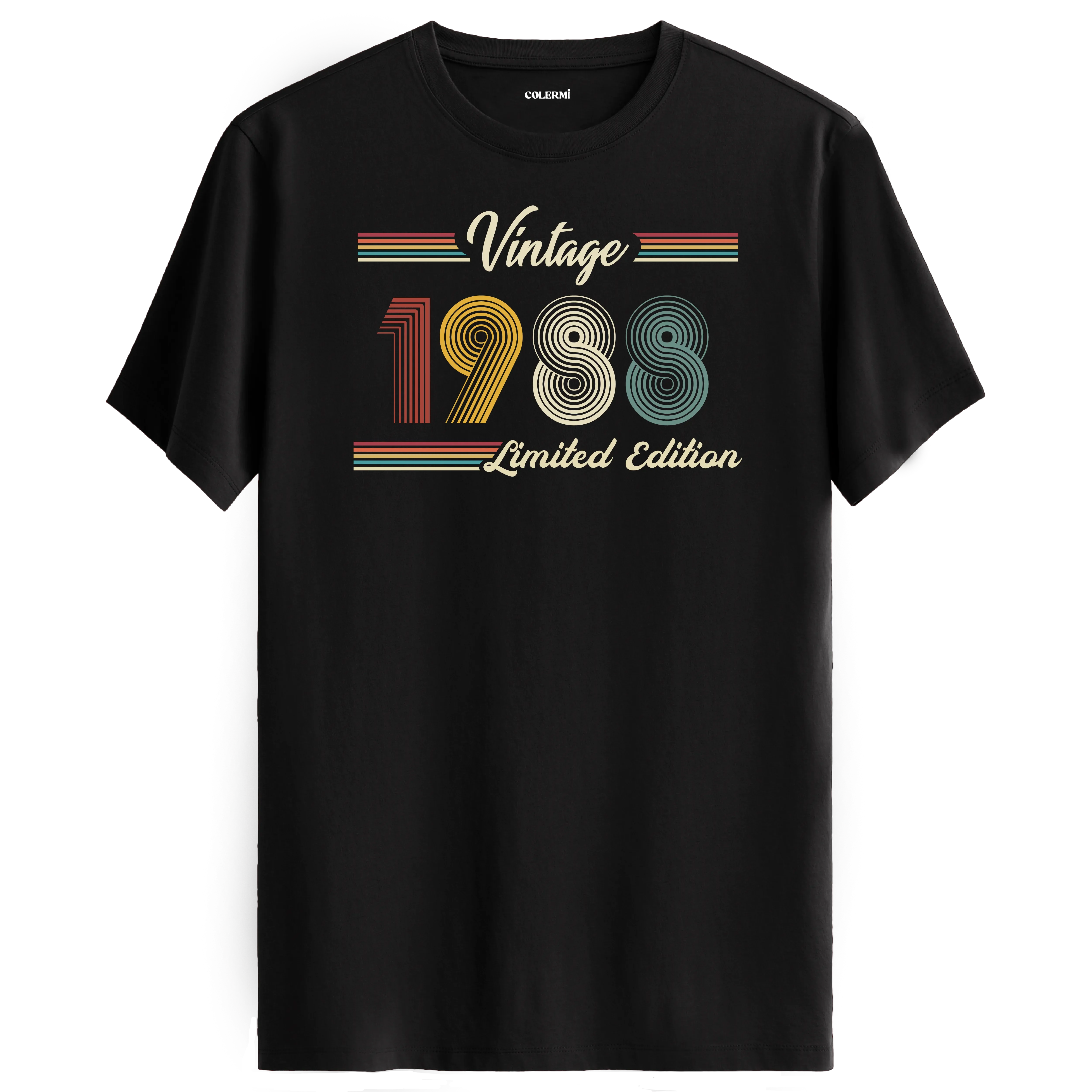 1988 yazılı klasik vintage retro tasarımlı siyah tişört