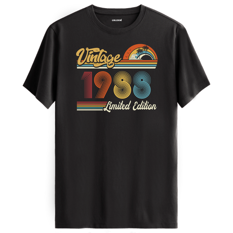 1988 Vintage antrasit tişört, vintage tarzıyla özgün bir doğum günü hediyesi seçeneği sunar.