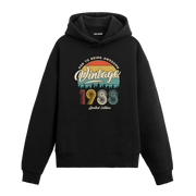 1988 Vintage Hoodie, retro baskılı siyah pamuklu nostalji hoodie.