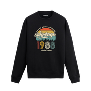 1988 yılı baskılı siyah retro vintage sweatshirt