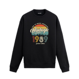 1989 yılı baskılı siyah retro vintage sweatshirt