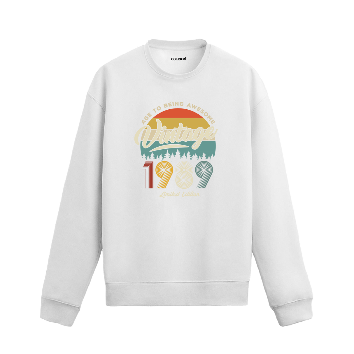 1989 yılı baskılı siyah retro vintage sweatshirt